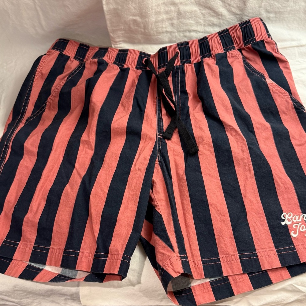 Banks Journal Men’s Pink and NavyBlue Striped Shorts with Elastic Waistband